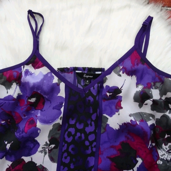 💜Express Women Cami Top Spaghetti Straps V-Neck Floral Leopard💜Size M💜 - Picture 6 of 12